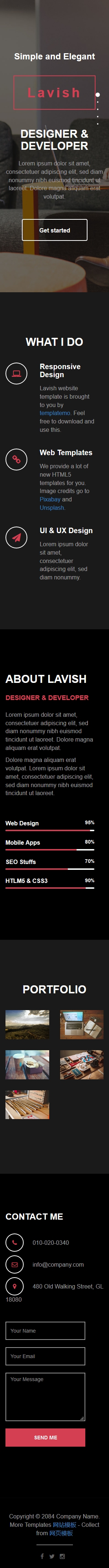 黑色css3动画响应式网站设计企业英文网站模板手机图片