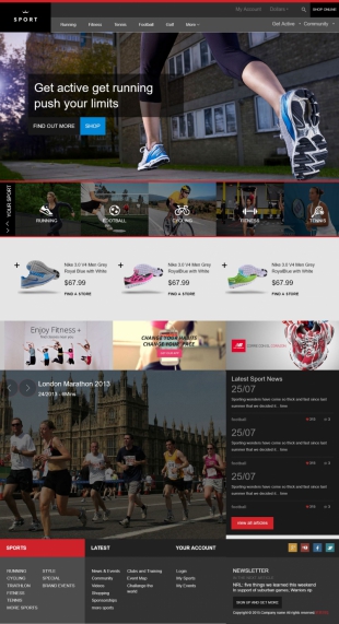 运动网上商城类英文模板网站建设电脑图片