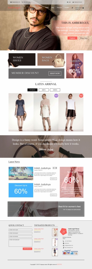时尚服饰类购物商城英文模板网站建设电脑图片