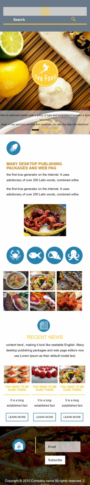 海鲜餐厅英文模板网站制作HTML5响应式自适应手机图片