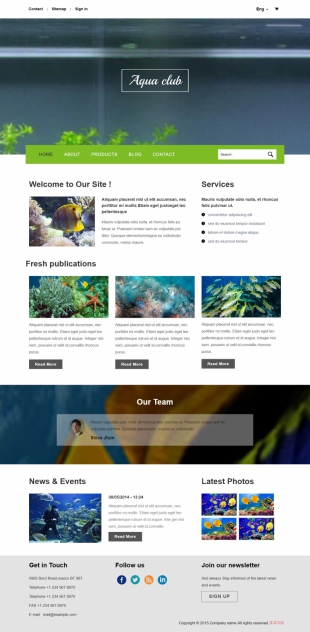 多语言热带鱼类商城英文模板网站电脑图片