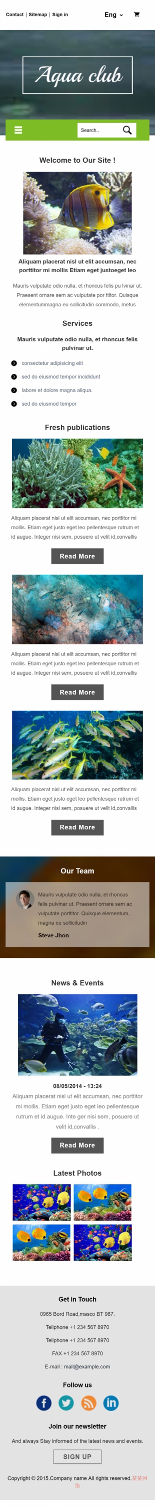 多语言热带鱼类商城英文模板网站手机图片