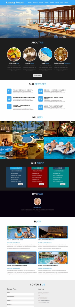 度假酒店类英文模板网站响应式网站电脑图片
