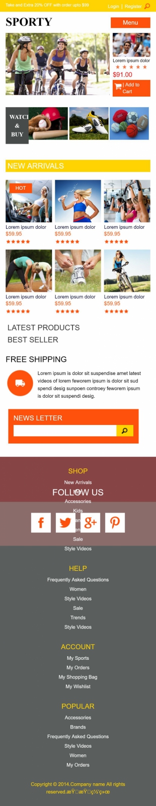 运动用品介绍类英文网站建设模板手机图片
