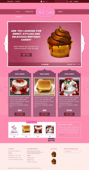 蛋糕网上订购类英文模板网站电脑图片