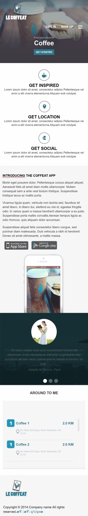 咖啡店英文模板网站制作响应式网站手机图片