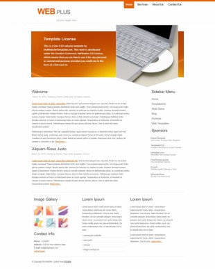橙色导航电脑IT行业英文网站模板制作电脑图片