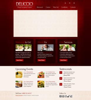 高端美食餐厅类英文网站模板制作电脑图片
