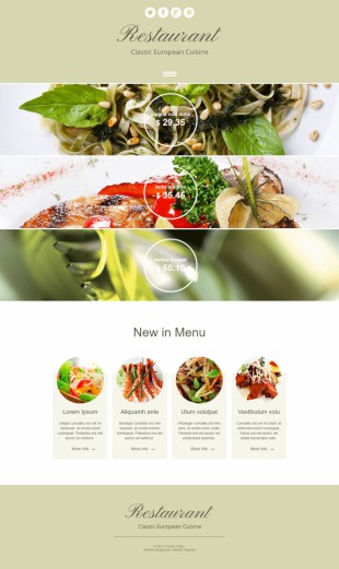 美食餐厅类英文模板网站制作电脑图片