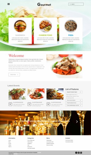 美食餐厅类英文模板网站制作电脑图片
