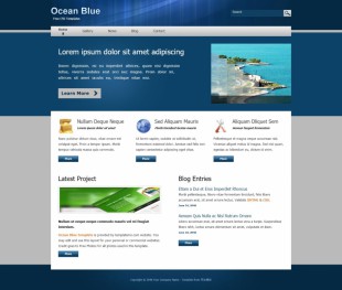 Ocean Blue Template英文网站模板电脑图片