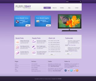Purple Ray Theme英文网站模板电脑图片