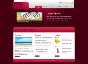 Pink Round Theme英文网站模板电脑图片