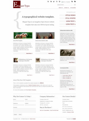 Elegant Typo英文网站模板电脑图片