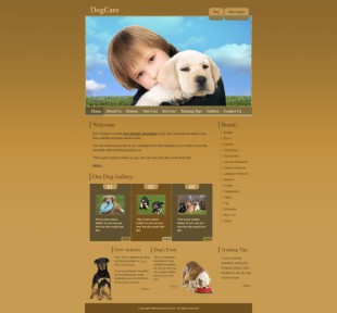 Dog care template英文网站模板电脑图片