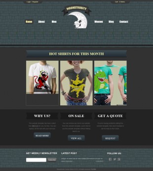 Moonstrosity Custom Shirts Website Template英文网站模板电脑图片