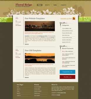 Floral Beige英文模板网站电脑图片