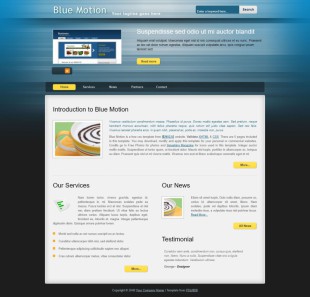 Blue Motion Template英文模板网站电脑图片