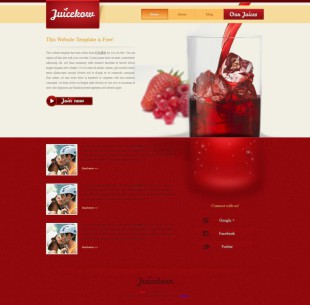 草莓加冰红色大气饮料网页英文网站建设模板电脑图片