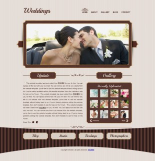 棕色栅格漂亮的恋爱结婚css英文网站建设模板电脑图片