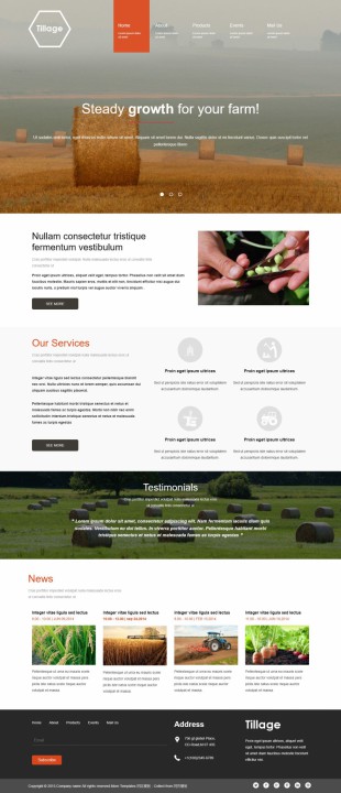 橙色大气导航农业畜牧业英文网站建设模板电脑图片