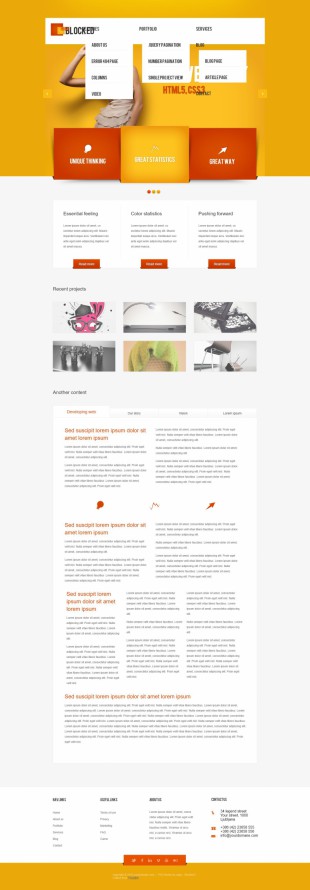 大气黄色背景摄影设计行业html5模板英文网站建设模板电脑图片
