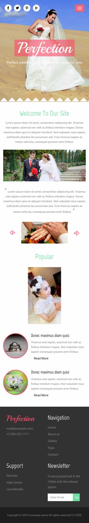 大气婚庆婚嫁公司企业英文网站建设模板手机图片