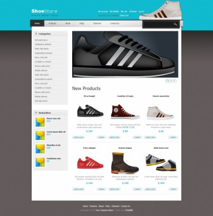 大气精美鞋子电子商务商城英文网站模板电脑图片