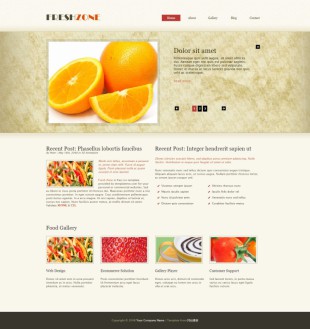 淡色清爽的水果蔬菜类英文网站模板制作电脑图片