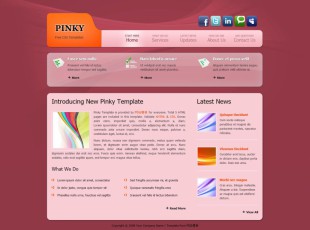 粉红色服务系HTML英文网站模板建设电脑图片