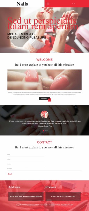粉红色美甲化妆宽屏bootstrap英文网站模板建设电脑图片