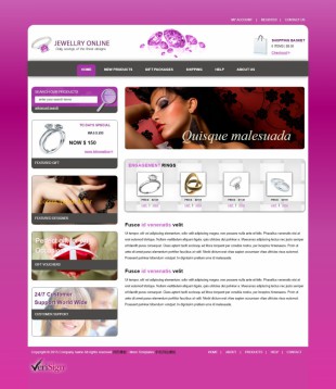 粉红色珠宝婚戒宽屏bootstrap英文网站模板建设电脑图片
