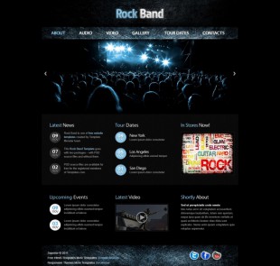Rock音乐俱乐部手机英文网站建设模板电脑图片