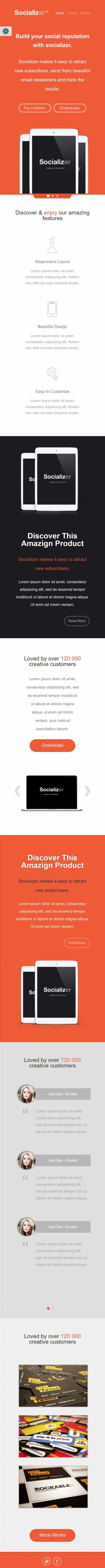 橙色简洁科技产品APP企业官网模板网站制作手机图片