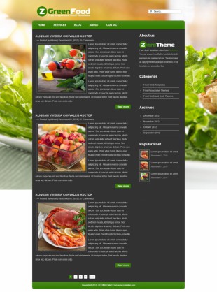 大图背景绿色食物HTML5英文网站模板电脑图片