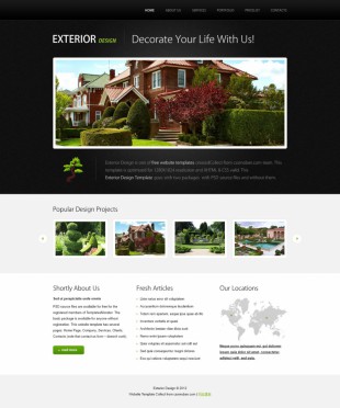 黑色漂亮房地产园林设计公司英文模板网站制作电脑图片