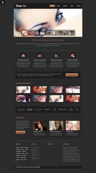 黑色质感纹理化妆品公司英文网站建设模板电脑图片