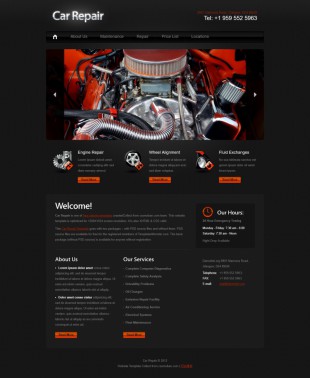 黑色炫酷汽车零件批发企业英文网站制作模板电脑图片