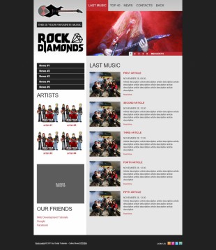 红黑系摇滚音乐乐队官网首页英文网站制作模板电脑图片