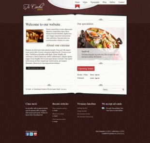 花纹背景美食西餐厅点餐台企业英文网站制作模板电脑图片