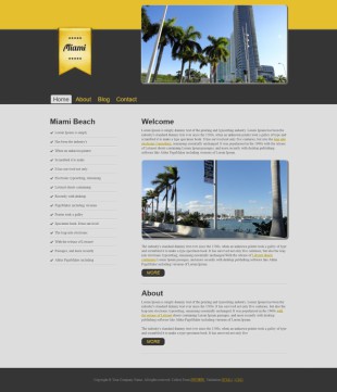 黄色个性的城市酒店英文网站模板制作电脑图片